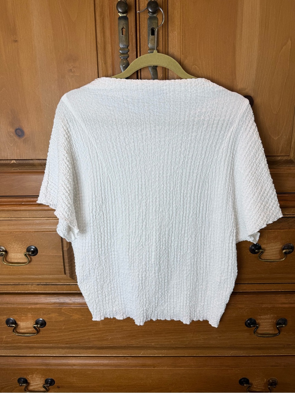 Zara Boat Neck Textured Short Sleeve Knit Top - White